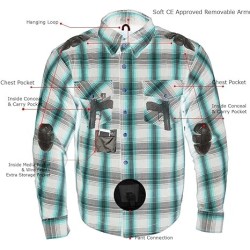 Milwaukee Leder Plaid CE Herren Armored Flanell Biker Shirt