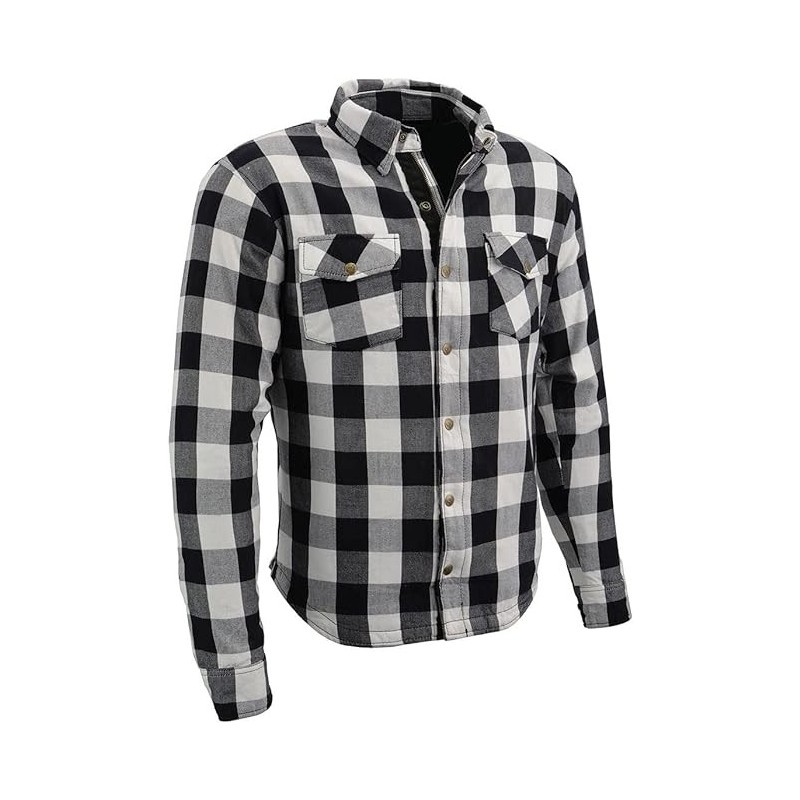 Milwaukee Leder MPM1633 Herren Plaid Flanell Biker Shirt ,CE Approved