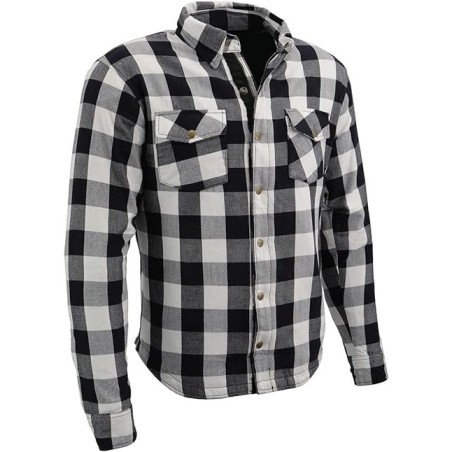 Milwaukee Leder MPM1633 Herren Plaid Flanell Biker Shirt ,CE Approved