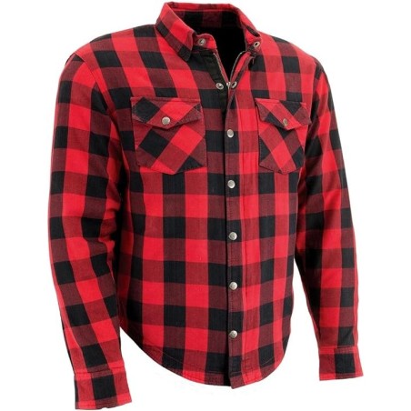 Milwaukee Leder Herren Plaid Flanell Biker Shirt ,CE Approved Armor