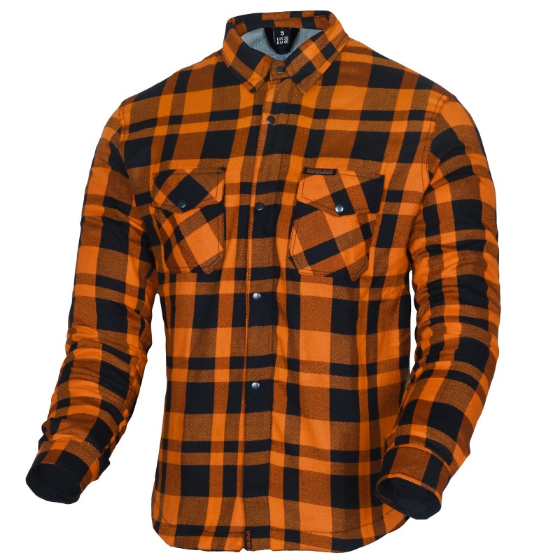 BGA Flow Flanell Motorrad Shirt Orange/Schwarz