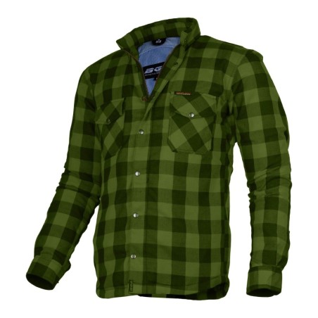 BGA Boston HD Flanell Motorrad Shirt Army Grün/Schwarz