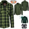 BGA Boston HD Flanell Motorrad Shirt Army Grün/Schwarz