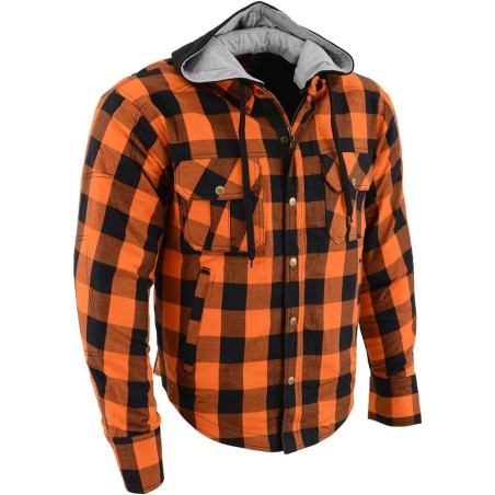 Milwaukee Leder MPM1642 Herren Plaid Kapuze Flanell Biker Shirts