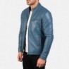 Blaue Bikerjacke aus Leder von Ionic