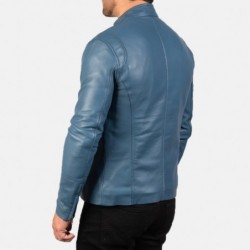 Blaue Bikerjacke aus Leder von Ionic