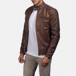 Braune Leder-Bikerjacke Dean