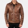 Lavendelbraune Leder-Bikerjacke