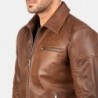 Lavendelbraune Leder-Bikerjacke