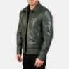 Lavendelgrüne Leder-Bikerjacke