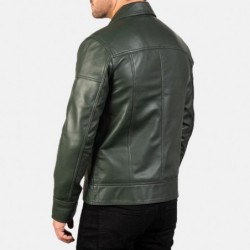 Lavendelgrüne Leder-Bikerjacke