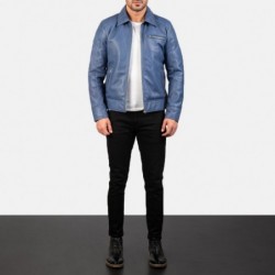 Lavendelblaue Leder-Bikerjacke