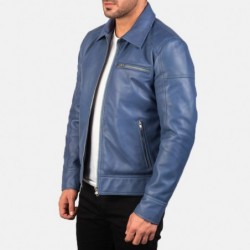 Lavendelblaue Leder-Bikerjacke