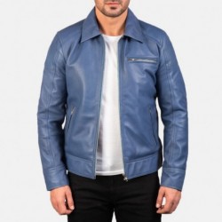 Lavendelblaue Leder-Bikerjacke