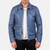 Lavendelblaue Leder-Bikerjacke