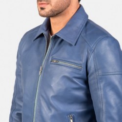 Lavendelblaue Leder-Bikerjacke