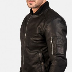 Schwarze Bomberjacke Bomia Ma-1 im Used-Look