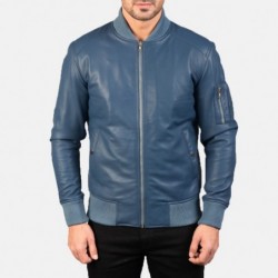 Bomia Ma-1 blaue Lederbomberjacke