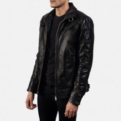 Legacy-Bikerjacke aus schwarzem Leder