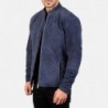 Anthrazitblaue Wildleder-Bikerjacke