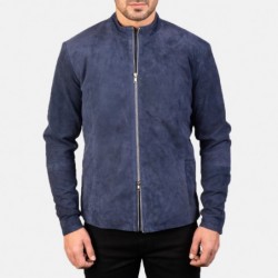 Anthrazitblaue Wildleder-Bikerjacke