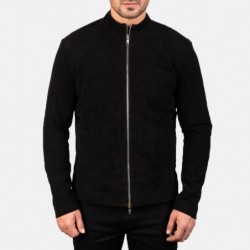 Anthrazitschwarze Bikerjacke aus Wildleder