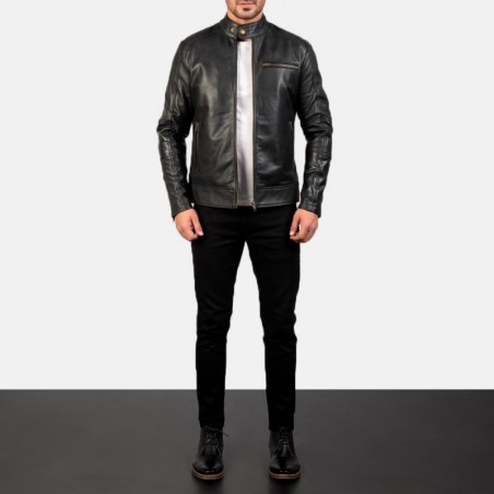 Dean schwarze Leder-Bikerjacke