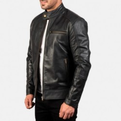 Dean schwarze Leder-Bikerjacke