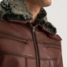 Braune Lederjacke aus Pelz von Evan Hart