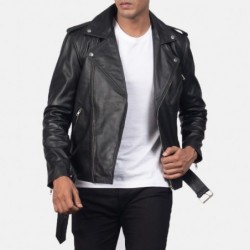 Schwarze Bikerjacke aus Leder von Allaric Alley