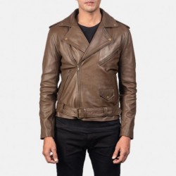 Mokkafarbene Bikerjacke aus Leder von Allaric Alley