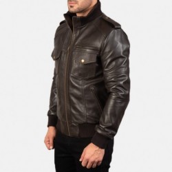 Braune Bomberjacke aus Leder von Agent Shadow