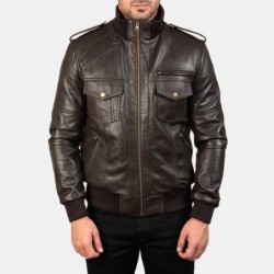 Braune Bomberjacke aus Leder von Agent Shadow