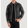 Schwarze Collegejacke aus Leder von Cooper