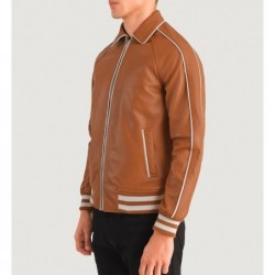 Hellbraune Collegejacke aus Leder von Cooper