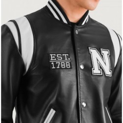 Schwarze Collegejacke aus Leder von Liberte New York