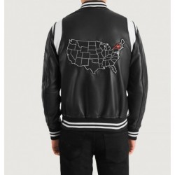 Schwarze Collegejacke aus Leder von Liberte New York