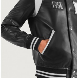 Schwarze Collegejacke aus Leder von Liberte New York