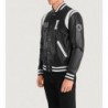 Schwarze Collegejacke aus Leder von Liberte Illinois