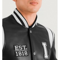 Schwarze Collegejacke aus Leder von Liberte Illinois