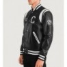 Schwarze Collegejacke aus Leder von Liberte California