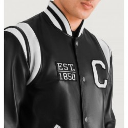 Schwarze Collegejacke aus Leder von Liberte California