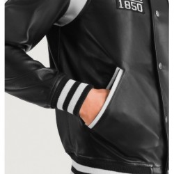 Schwarze Collegejacke aus Leder von Liberte California