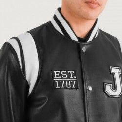 Schwarze Collegejacke aus Leder von Liberte New Jersey