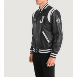 Schwarze Collegejacke aus Leder von Liberte New Jersey