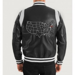 Schwarze Collegejacke aus Leder von Liberte New Jersey