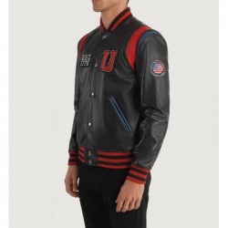 Schwarze Collegejacke aus Leder von Liberte USA