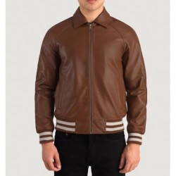 Braune Collegejacke aus Leder von Walton