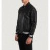 Schwarze Collegejacke aus Leder von Walton