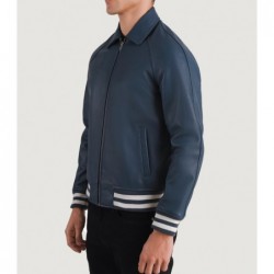 Blaue Collegejacke aus Leder von Walton